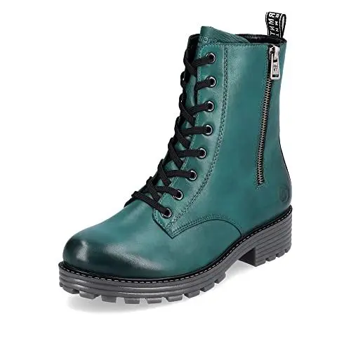 Produktbild: Remonte Damen Combat Boots D0W71, Frauen Stiefeletten,lose Einlage,uebergangsstiefel,schnürstiefel,Winterstiefel,Winterschuhe,warm,blau (12),38 EU