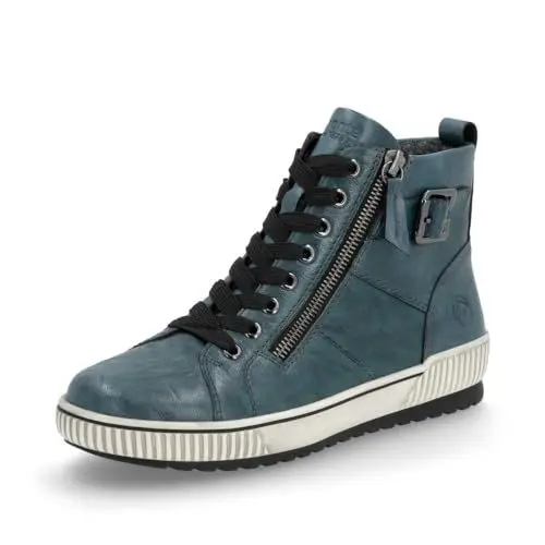 Produktbild: Remonte Damen High-Top Sneaker D0777, Frauen Halbschuhe,lose Einlage,Strassenschuhe,Freizeitschuhe,Turnschuhe,Laufschuhe,schnürschuhe,blau (12),40 EU