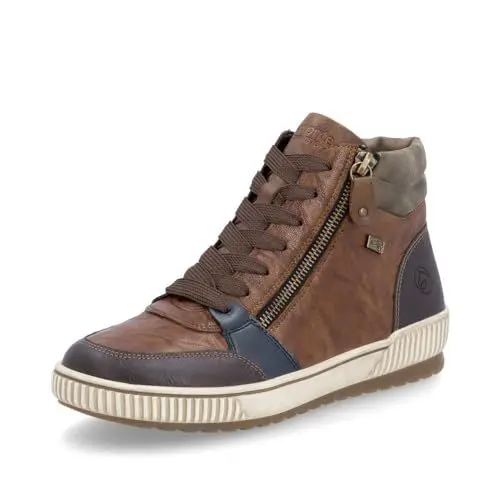 Produktbild: Remonte Damen High-Top Sneaker D0778, Frauen Halbschuhe,lose Einlage,wasserabweisend,remonteTEX,schnürer,schnürstiefeletten,braun Kombi (22),41 EU