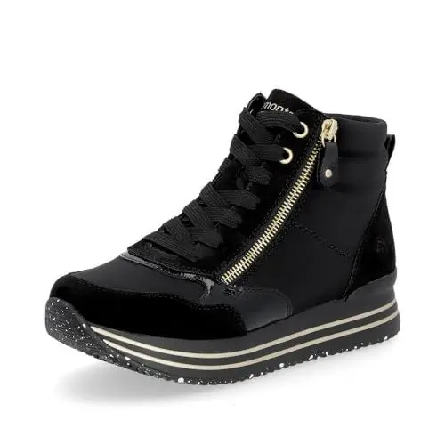 Produktbild: Remonte Damen Low-Top Sneaker D1370, Frauen Halbschuhe,lose Einlage,Strassenschuhe,Sportschuhe,Freizeitschuhe,Turnschuhe,Laufschuhe,schwarz (01),40 EU