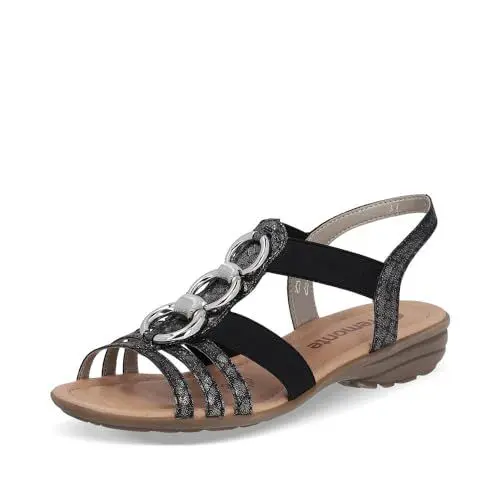 Produktbild: Remonte Damen Riemchensandalen R3605, Frauen Sandalen,offene Schuhe,Strandschuhe,Sandaletten,Sommersandalen,bequem,flach,schwarz (02),37 EU