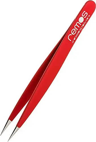 Produktbild: REMOS Splitterpinzette - Edelstahl (INOX) rostfrei 9.5 cm - feine Spitze rot