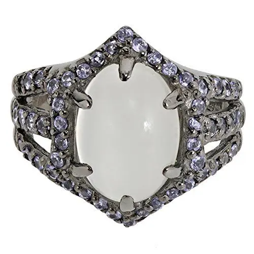 Produktbild: Renato Fellini Damen Ring Silber 925 schwarz rutheniert Tansanit Mondstein RW19