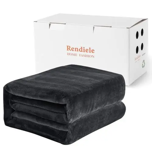 Produktbild: Rendiele Flauschige Decke 125x150cm, Warme Kuscheldecke Winter, Superweiche Wohn- & Kuscheldecken für Couch Sofa - Dunkelgrau