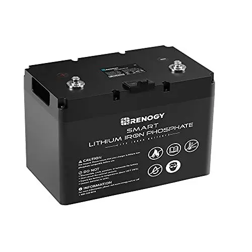 Produktbild: Renogy LiFePO4 12V 100Ah Lithium Batterie Solarbatterie mit Smart BMS - Versorgungsbatterie für Wohnmobil und Camping, 10 Jahre Batterielebensdauer