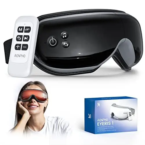 Produktbild: RENPHO Eyeris 1 - Augenmassagegerät mit Wärme, Augenmaske mit Vibration, Fernbedienung und Bluetooth Musik, Reduzierung der Augenbelastung, Trockene Augen, Geschenke für Frau & Man