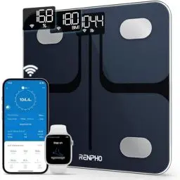 Produktbild: RENPHO Körperfettwaage, Intelligente WLAN-Smart-Waage Bluetooth Personenwaage, Körperanalysewaage BMI Waage mit Smartphone-App für Fitness, Step-On-Technologie, Schwarz