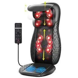 Produktbild: RENPHO Massagesitzauflage, Geschenke für Männer Weihnachten, Shiatsu Massageauflage Rückenmassagegerät mit DREI Massagezonen Wärmefunktion und Vibrationsmassage, Tiefenmassage Rollmassage für Nacken