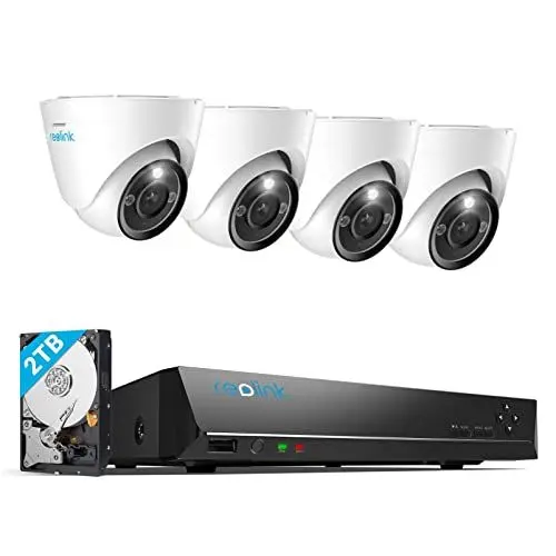 Produktbild: Reolink 12MP PoE Kamerasystem, 8-Kanal NVR mit 2TB HDD für 24/7 Aufzeichnung und 4 Dome Überwachungskameras mit Personen-/Fahrzeugerkennung, 2-Wege-Audio, Spotlights, RLK8-1200D4-A