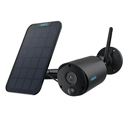 Produktbild: Reolink 2K 3MP Überwachungskamera Aussen Akku, Solar WALN IP Kamera Outdoor mit Person/Fahrzeugerkennung, PIR-Bewegungsmelder, 2,4GHz WiFi, IR-Nachtsicht, 2-Wege-Audio, Argus Eco(Schwarz) + Solarpanel