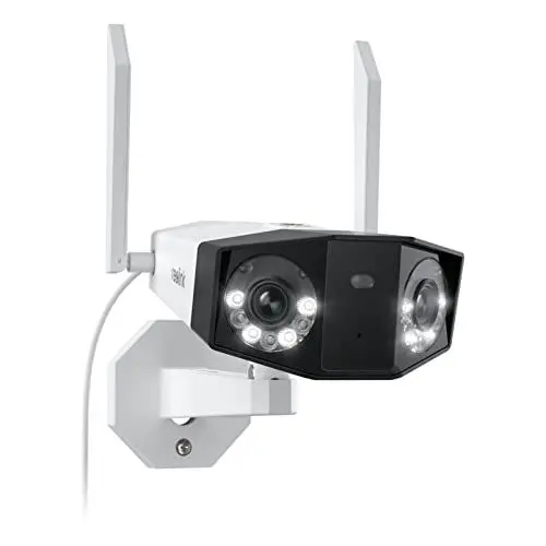 Produktbild: Reolink 4K Dual-Lens WLAN Überwachungskamera Aussen, 180° Ultra-Weitwinkel, Person-/Fahrzeug-/Haustier-Erkennung, 2,4/5 GHz WiFi, Farbnachtsicht, 2-Wege-Audio, Duo 2 WiFi