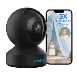 Produktbild: Reolink 5MP PTZ WLAN Überwachungskamera Innen, 2,4/5 GHz WiFi Baby Monitor mit Mensch/Haustiererkennung, Auto-Tracking, 3X Optischem Zoom, Indoor Kamera für Ältere Kids, 2-Wege-Audio, E1 Zoom, Schwarz