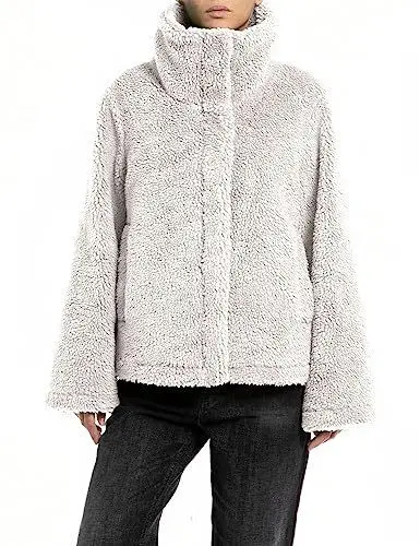 Produktbild: Replay Damen Jacke Kunstfelljacke aus Teddyfell, Ivory 865 (Grau), XXS