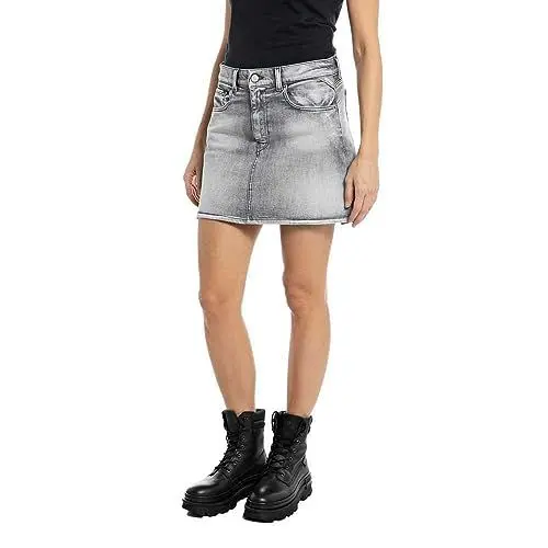 Produktbild: Replay Damen Jeansrock mit Stretch, Light Grey 095 (Grau), 27W