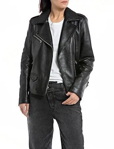 Produktbild: Replay Damen Lederjacke aus Echtleder, Black 010 (Schwarz), XS