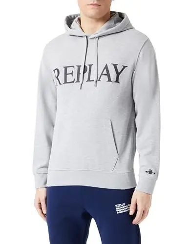 Produktbild: Replay Herren Hoodie aus Baumwolle, Light Grey Melange M08 (Grau), L