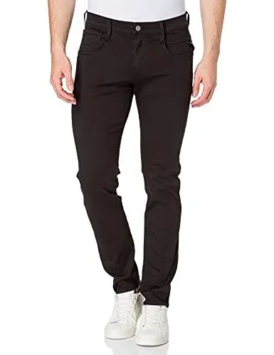 Produktbild: Replay Herren Jeans Anbass Slim-Fit Hyperflex Colour X-Lite mit Stretch, Black 040 (Schwarz), 34W / 32L
