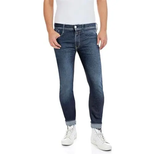 Produktbild: Replay Herren Jeans Anbass Slim-Fit Hyperflex Recycled mit Stretch, Dark Blue 007-1 (Blau), 36W / 32L