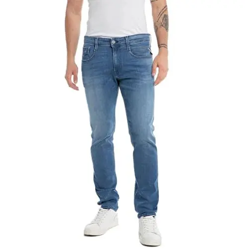 Produktbild: Replay Herren Jeans Anbass Slim-Fit mit Power Stretch, Dark Blue 007 (Blau), 27W / 30L