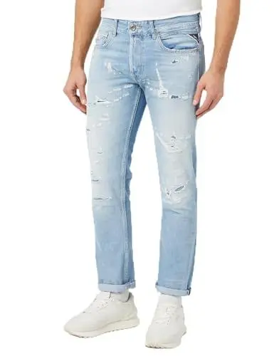 Produktbild: Replay Herren Jeans Grover Straight-Fit Aged, Light Blue 010 (Blau), 34W / 32L