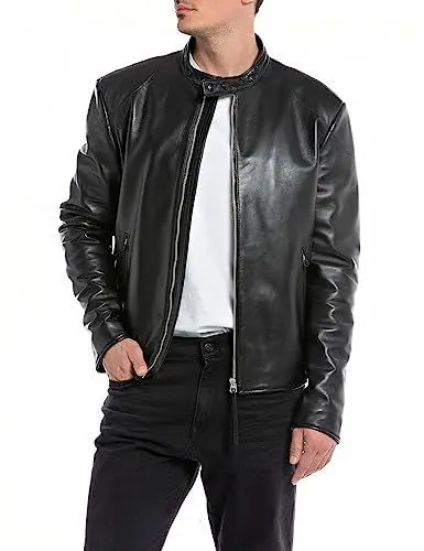 Produktbild: Replay Herren Lederjacke aus Echtleder, Black 010 (Schwarz), XXL