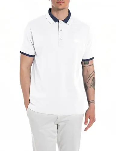 Produktbild: Replay Herren Poloshirt Kurzarm Stretch Piquet, Off White 801 (Weiß), L