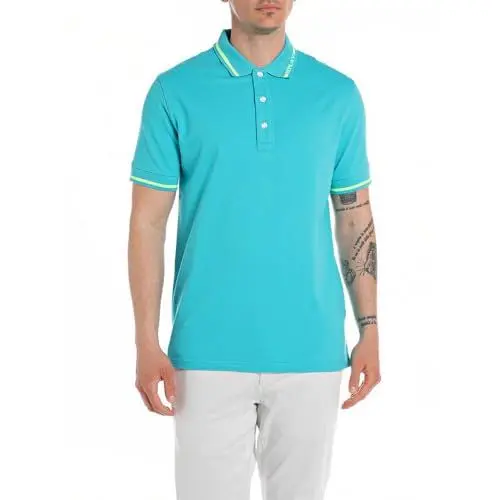 Produktbild: Replay Herren Poloshirt Kurzarm mit Stretch, Maui Azure 384 (Türkis), 3XL