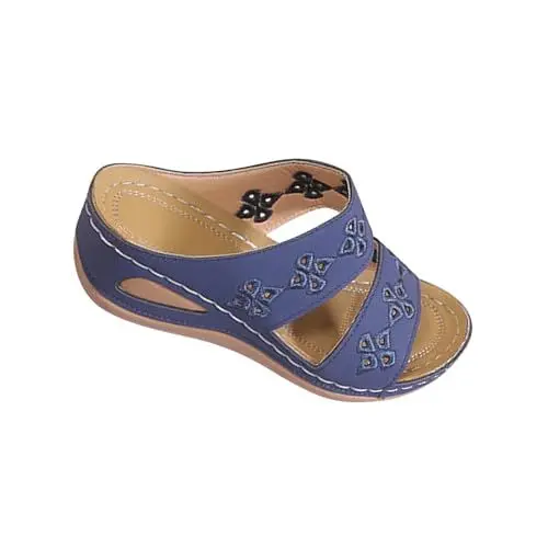 Produktbild: replay schuhe herren 2024 Sommer Hausschuhe für Damen bequem hohle Blumen offene Zehensandalen weiche Sohle Sommer Strand Reise Slipper X-261 Dark Blue 6