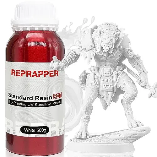 Produktbild: RepRapper 201 3D Druck Resin UV 405 nm Standard Rapid Photopolymer Resin, mit Hoher Genauigkeit und Fließfähigkeit 3D Drucker Harz für LCD 3D Drucker Weiß, 500g