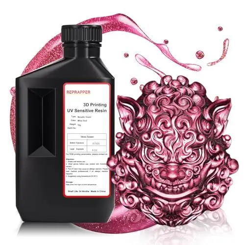 Produktbild: RepRapper Weinrot Metallischer Glanz 3D Drucker Resin, 405nm Schnelle UV-Aushärtung Standard Resin Photopolymer 3D Drucker Harz mit Metallischem Glanz für LCD Drucker, Granatglanz 1000g