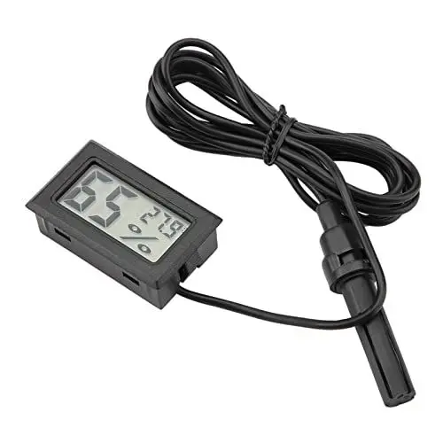 Produktbild: Reptilien-Thermometer-Hygrometer, Mini-LCD-Thermometer-Hygrometer mit Externer Sonde, für Brutkästen, Brutkästen, Zigarrenräume, Aquarien, Aquarien