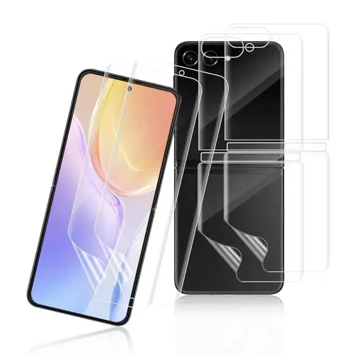 Produktbild: REROXE 2+2 Stück TPU Schutzfolie für Panzerglas für Samsung Galaxy Z Flip 5 5G, HD-Klar Passt Perfekt Galaxy Z Flip 5 Displayschutzfolie, Anti-Fingerabdrücke Anti-Öl für Z Flip 5 5G Panzerfolie