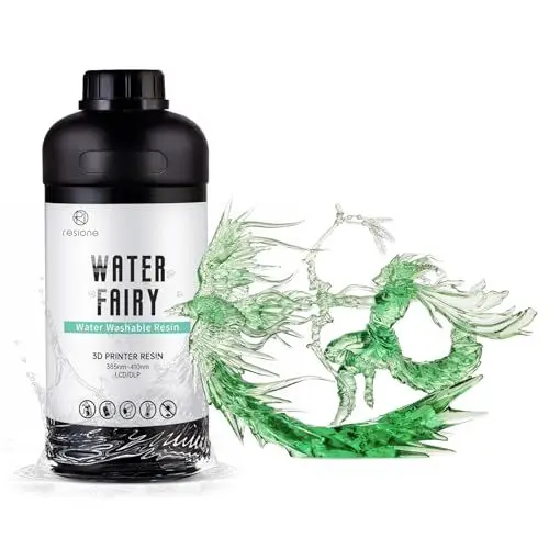 Produktbild: RESIONE Wasserwaschbares Harz, flüssiges 405-nm-Hochgeschwindigkeitsdruckharz, nicht spröde und feuchtigkeitsbeständig, 3D-Druckerharz, das nahezu geruchlos ist –Wassergrün 1000g