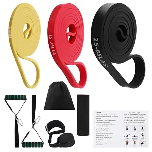 Produktbild: Resistance Bands Set, 3 Verschiedene Niveaus von Fitnessbänder, Widerstandsbänder mit Türankern, 2-Griffen, Aufbewahrungstasche und Trainingsanleitung，Verwendet für Krafttraining, Yoga, Dehnung