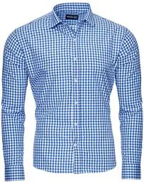 Produktbild: Reslad Herren Hemd Slim Fit Bürohemd Männerhemd Karohemd Männer Blau Weiß Kariertes Hemd Herren Bügelfrei RS-7007 Blau M