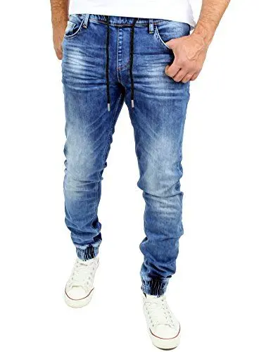Produktbild: Reslad Jogging Jeans Used Look Jeans-Herren Slim Fit Jogging-Hose Jogger RS-2073 Blau L