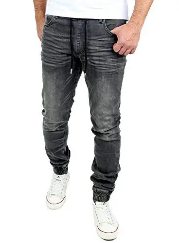 Produktbild: Reslad Jogging Jeans Used Look Jeans-Herren Slim Fit Jogging-Hose Jogger RS-2073 Schwarz M
