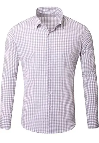 Produktbild: Reslad Kariertes Slim Fit Freizeithemd - Herren Trachtenhemd Karo-Hemd RS-7007 Grau L