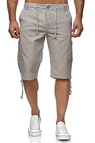 Produktbild: Reslad Leinen Cargo Shorts Männer Strandhose Herren Leinenhose 3/4 Hose Freizeit Kurze Hosen Sommer Bermudas RS-3001 Hellgrau 2XL