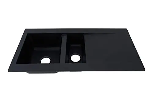 Produktbild: Respekta Denver Mineralite-Verbundstoffspüle in Schwarz / 1 Becken Einbauspüle in 100 x 50 cm/Spülbecken geeignet für Unterschränke ab 60 cm Breite