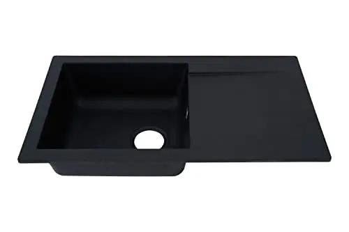 Produktbild: Respekta Denver Mineralite-Verbundstoffspüle in Schwarz / 1 Becken Einbauspüle in 78 x 44 cm/Spülbecken geeignet für Unterschränke ab 45 cm Breite
