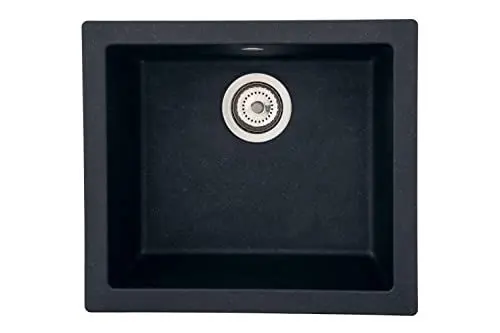 Produktbild: Respekta Ohio Mineralitespüle in Schwarz / 1 Becken Einbauspüle in 50 x 44 cm/Spülbecken geeignet für Unterschränke ab 50 cm Breite