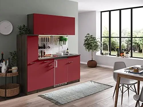 Produktbild: Respekta Oliver Küchenzeile, Holzwerkstoff, Rot, 180 cm