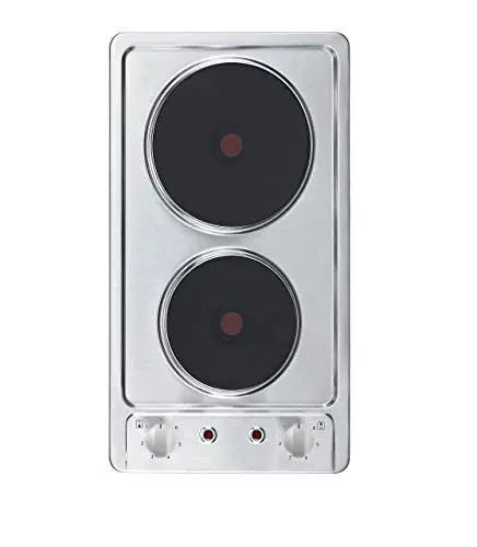 Produktbild: respekta Kochfeld Einbaukochfeld Duo Kochplatte autark 2 Platten Edelstahl, (H x B x T): 4 x 29 x 51 cm