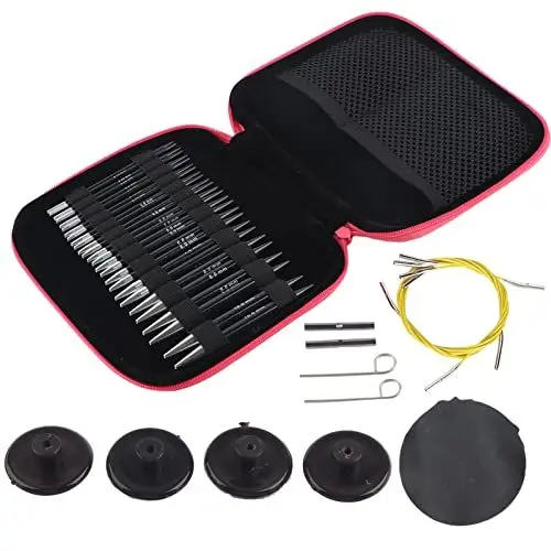 Produktbild: Respicefinem Rundstrick-Doppelspitz-Strickset 21. 0×18. 0×3. Strickset austauschbare tragbare abnehmbare Pullover Rundstrickwerkzeuge Strickset Set austauschbare Rundstricknadel