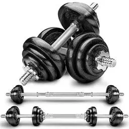 Produktbild: RE:SPORT 2 in 1 Hanteln Set 20 kg | Hantelset Gusseisen verstellbar | Kurzhantel & Langhantel | Sternverschlüsse & Verbindungsrohr