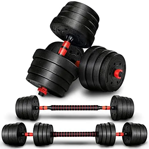 Produktbild: RE:SPORT 2 in 1 Hanteln Set 30 kg | Hantelset verstellbar | Kurzhantel & Langhantel | Sternverschlüsse & Verbindungsrohr