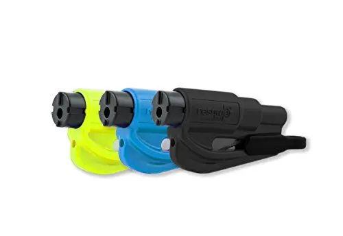 Produktbild: resqme Family Pack, Notfall-Schlüsselanhänger für Autoflucht, 2-in-1 Sicherheitsgurtschneider und Fensterbrecher, schwarz, blau, sicherheitsgelb, 3 Stück (1er-Pack)