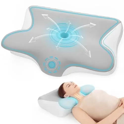 Produktbild: Restnature Orthopädisches Nackenkissen Kopfkissen - Memory-Schaum-Kissen mit Höhenverstellung für Seitenschläferkissen, Rücken- & Bauchschläfer, Ergonomisches Nackenstützkissen mit Bezug, Weiß & Grau