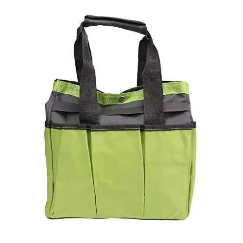 Produktbild: Restokki Tragbare Werkzeugtasche, große Kapazität, Garten-Aufbewahrungstasche, für den Außenbereich, Oxford-Stoffband, PE-Platte (Green and Grey Bottom)